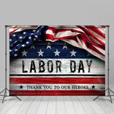 Lofaris Thank You Our Heros US Flag Wood Labor Day Backdrop